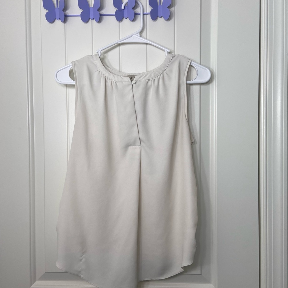 LOFT women’s white cream sleeveless button neck blouse top shirt XS